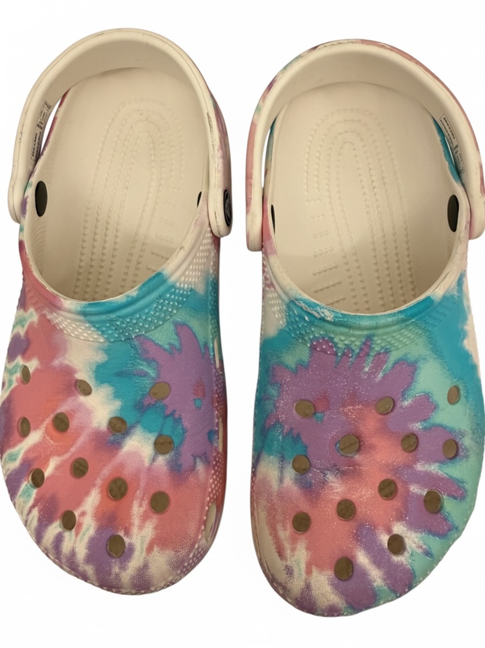 CROCS Tie-Dye Clog Sandals, Womens 7/Mens 5